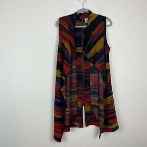 Parsley And Sage Sleeveless Waterfall Front Cardigan Multicolored Size Medium